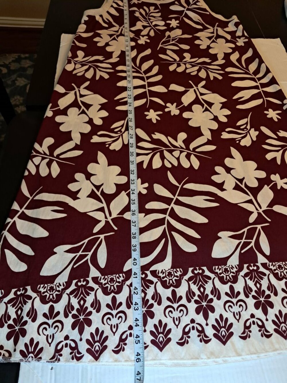 Burgundy & White Tropical Print Maxi Dress Sleeveless Summer Dress Size M/L - Picture 7 of 7